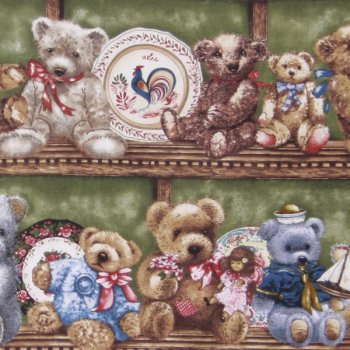 Panel 30 x 110 cm, Teddybären nebeneinander auf der Bank