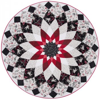 Nähanleitung für Tischdecke Dahlia inkl. Materialliste Farbvariante schwarz-weiß-rot