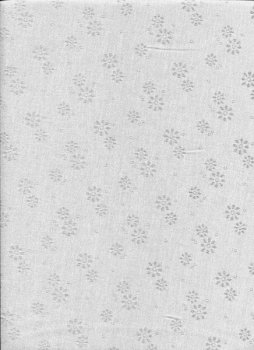 Durchgewebter Stoff, 150 cm breit, graue Blüten auf Hellgrau, Jacquard