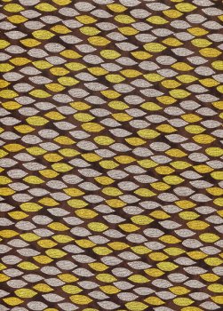 Baumwollstoff Symetrisch angeordnete ovale Blätter in braun gelb