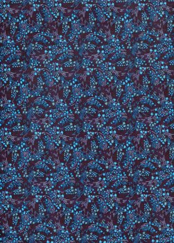 Baumwollstoff Strahlenförmige Blumenwirbel in blau