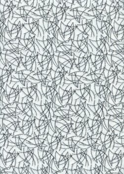 Baumwollstoff Geschwungene Linien und Punkte in grau und schwarz auf weiß