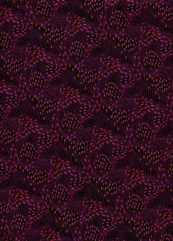 Baumwollstoff Lilafarbene wellenförmige Linien mit Farbakzenten auf dunkellila