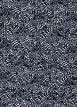 Baumwollstoff Weiße wellenförmige Linien auf schwarz