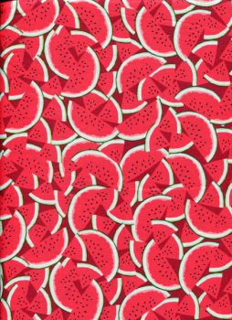 Stilisierte Melonenscheiben auf rot