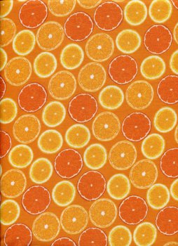 Stilisierte Orangenscheiben auf Orange