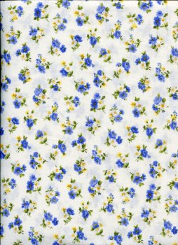 Kleine blau-gelbe Blumenbouquets auf wollweiß