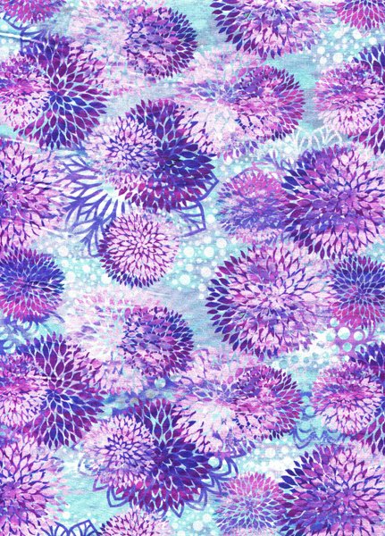 Baumwollstoff Lilafarbene Blütendolden auf hellblau